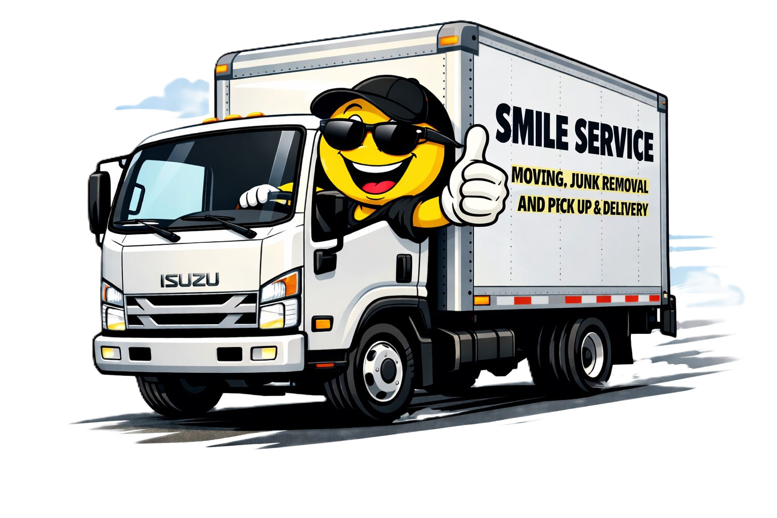 Smile Service Mascot in Truck